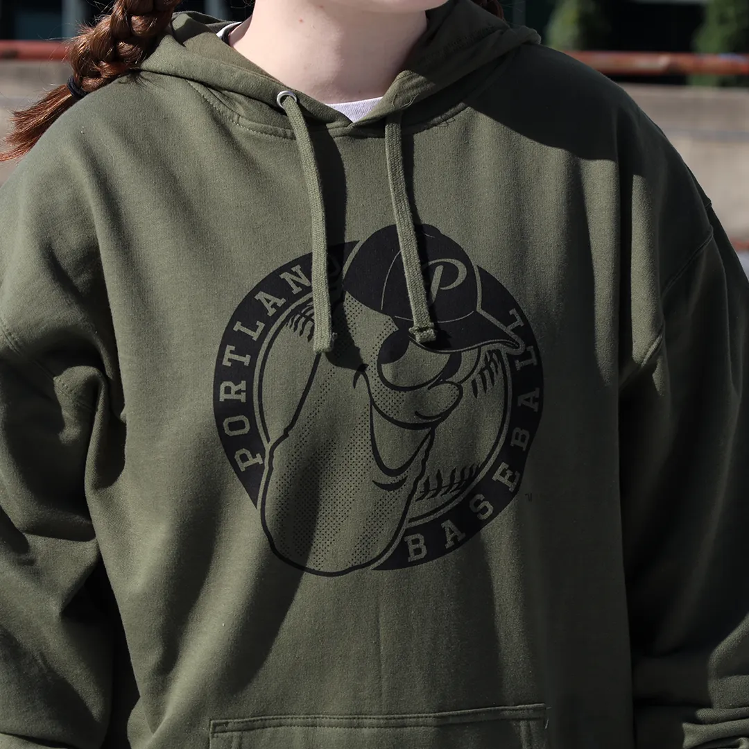 Green Hooded Sweatshirt with Low Profile Badge Logo