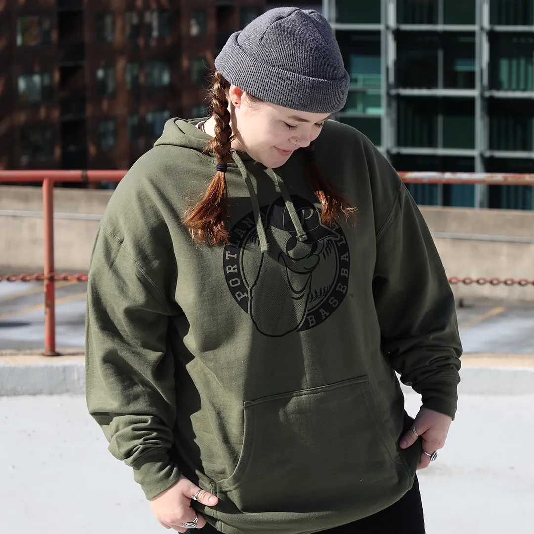 Green Hooded Sweatshirt with Low Profile Badge Logo