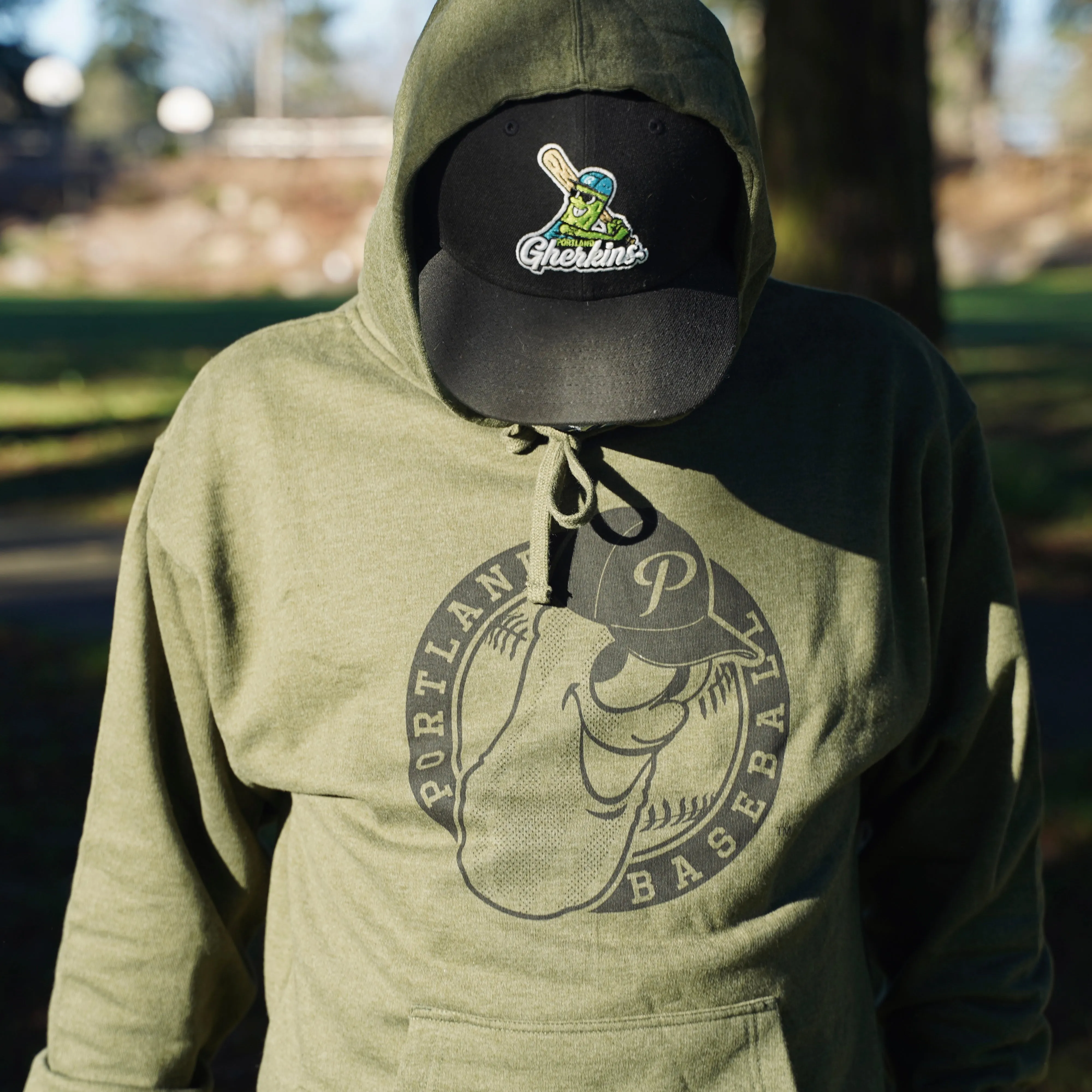 Green Hooded Sweatshirt with Low Profile Badge Logo