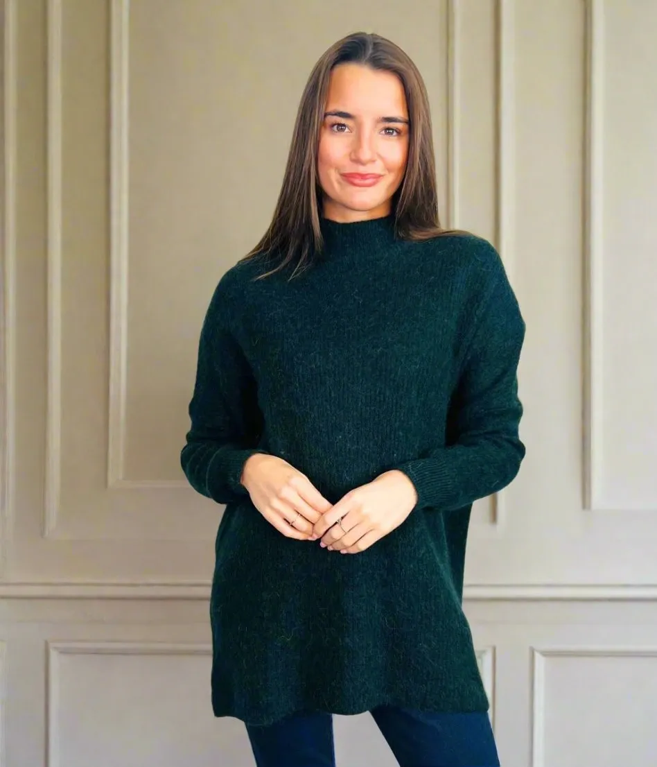 Green Wool Rich Relaxed Jumper