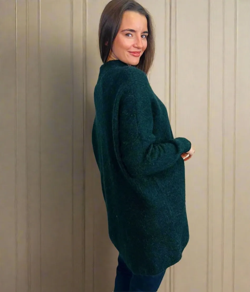 Green Wool Rich Relaxed Jumper