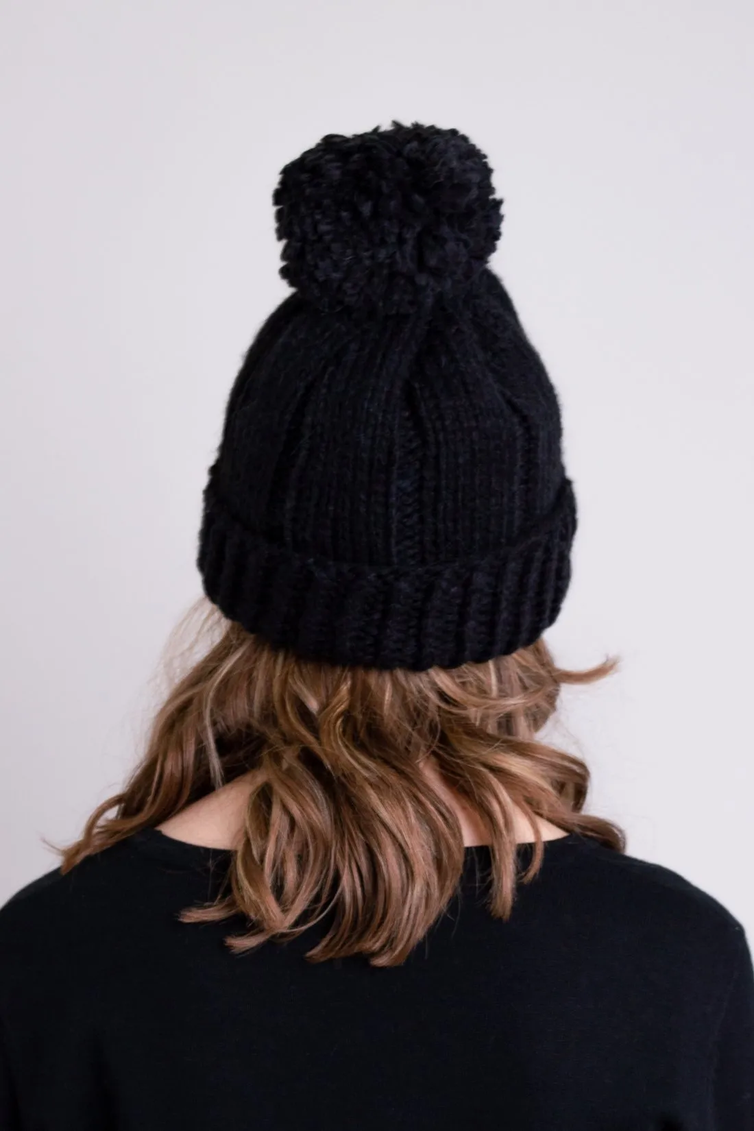 Hand Knit Toque, Black, Wool