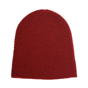 Heavy Seed stitch knitted Cashmere Beanie Soldeu Bordeaux