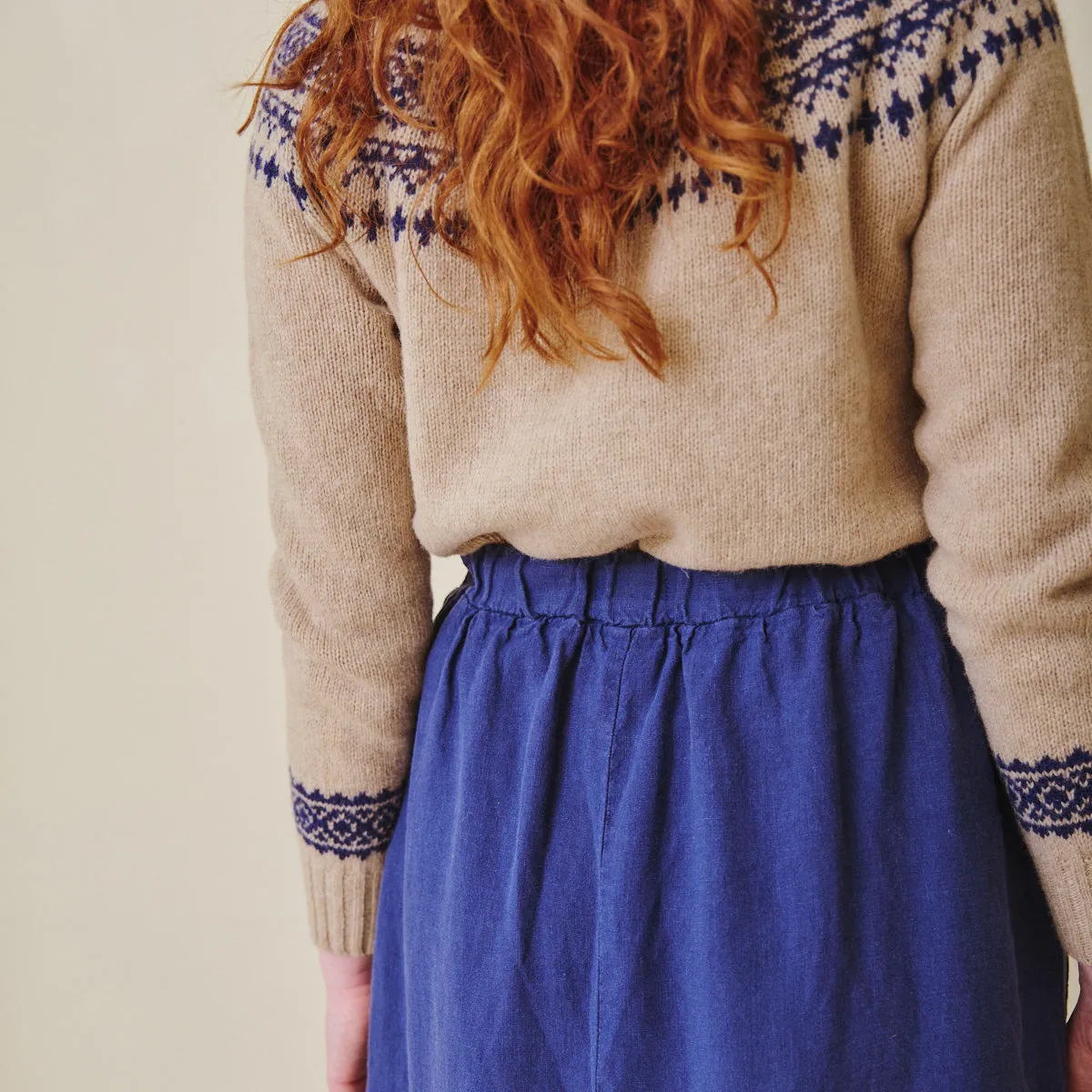 High Waisted Linen Skirt - Navy