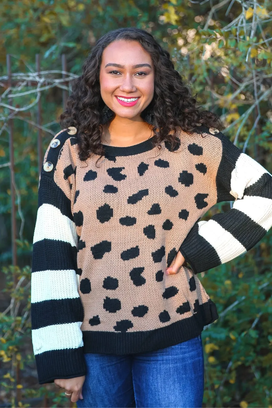 James Leopard Button Sweater