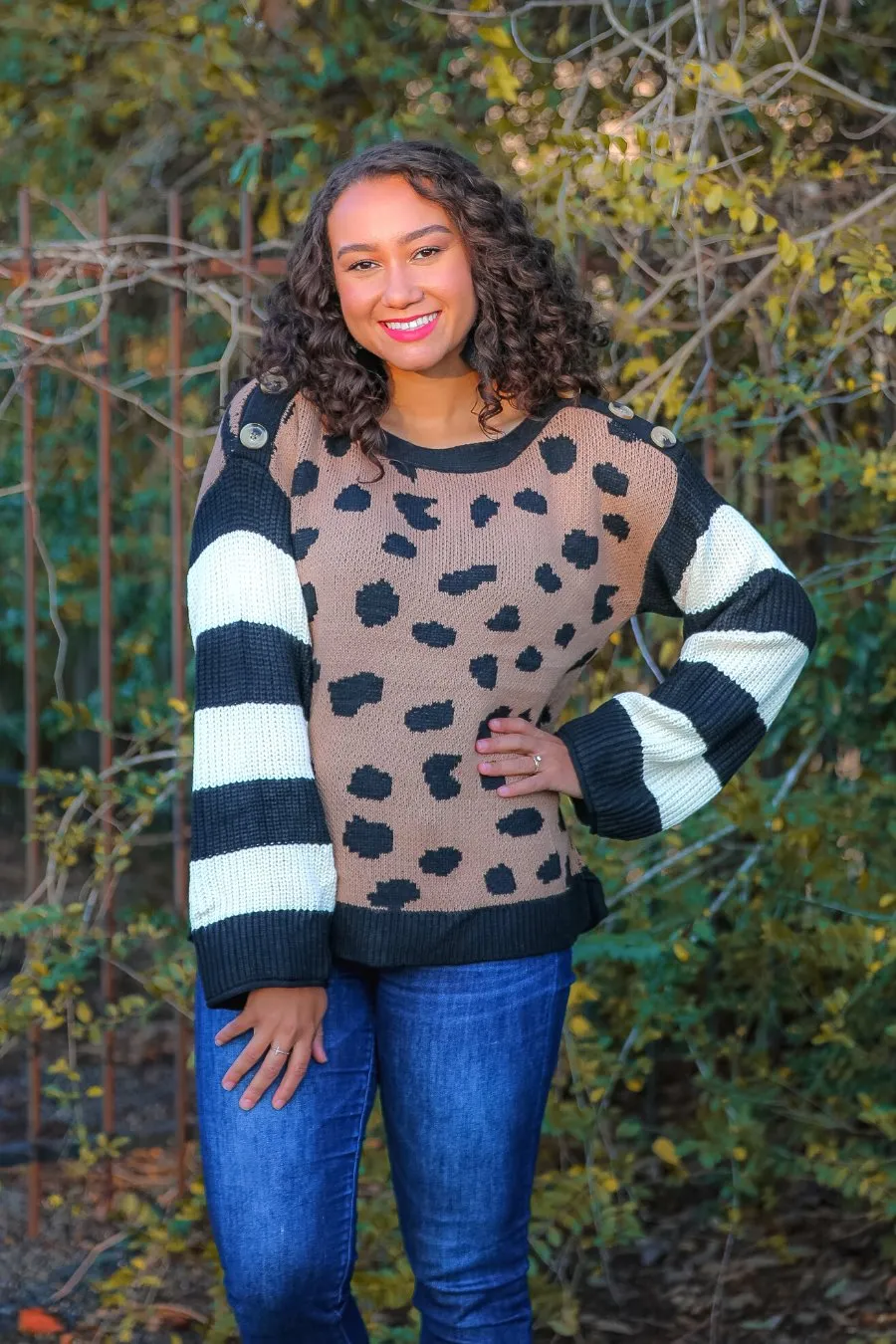 James Leopard Button Sweater