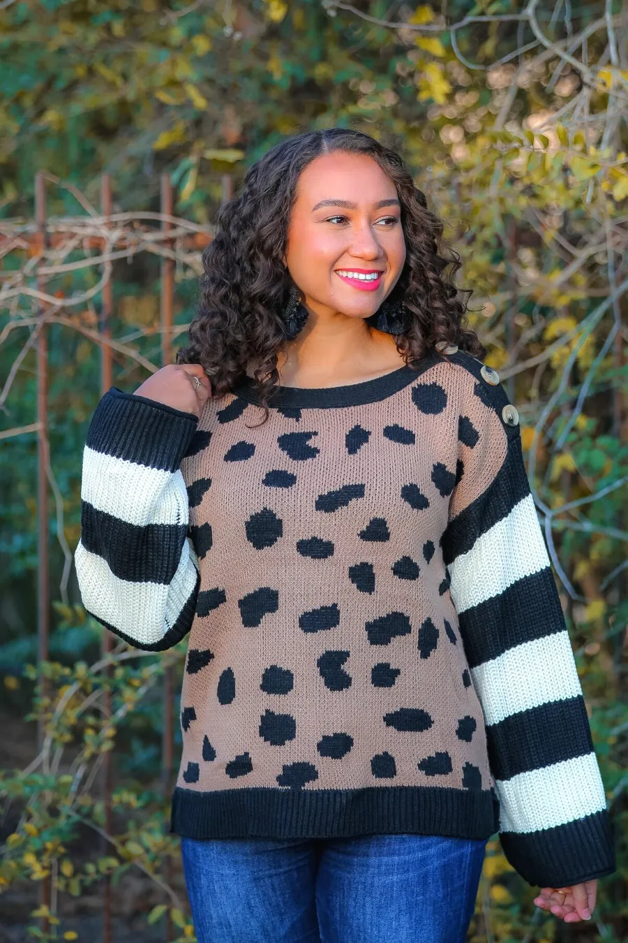 James Leopard Button Sweater