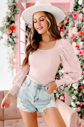 Keep It Stylish Floral Embroidered Long Sleeve Top (Pink)