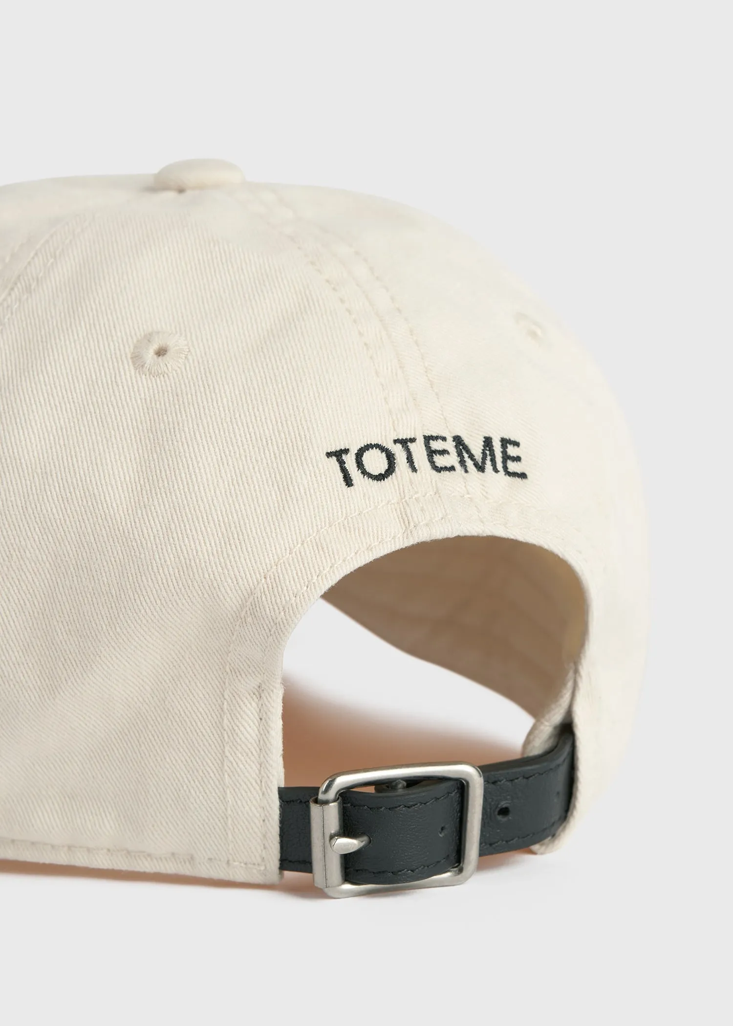 Leather-trim cotton cap pebble