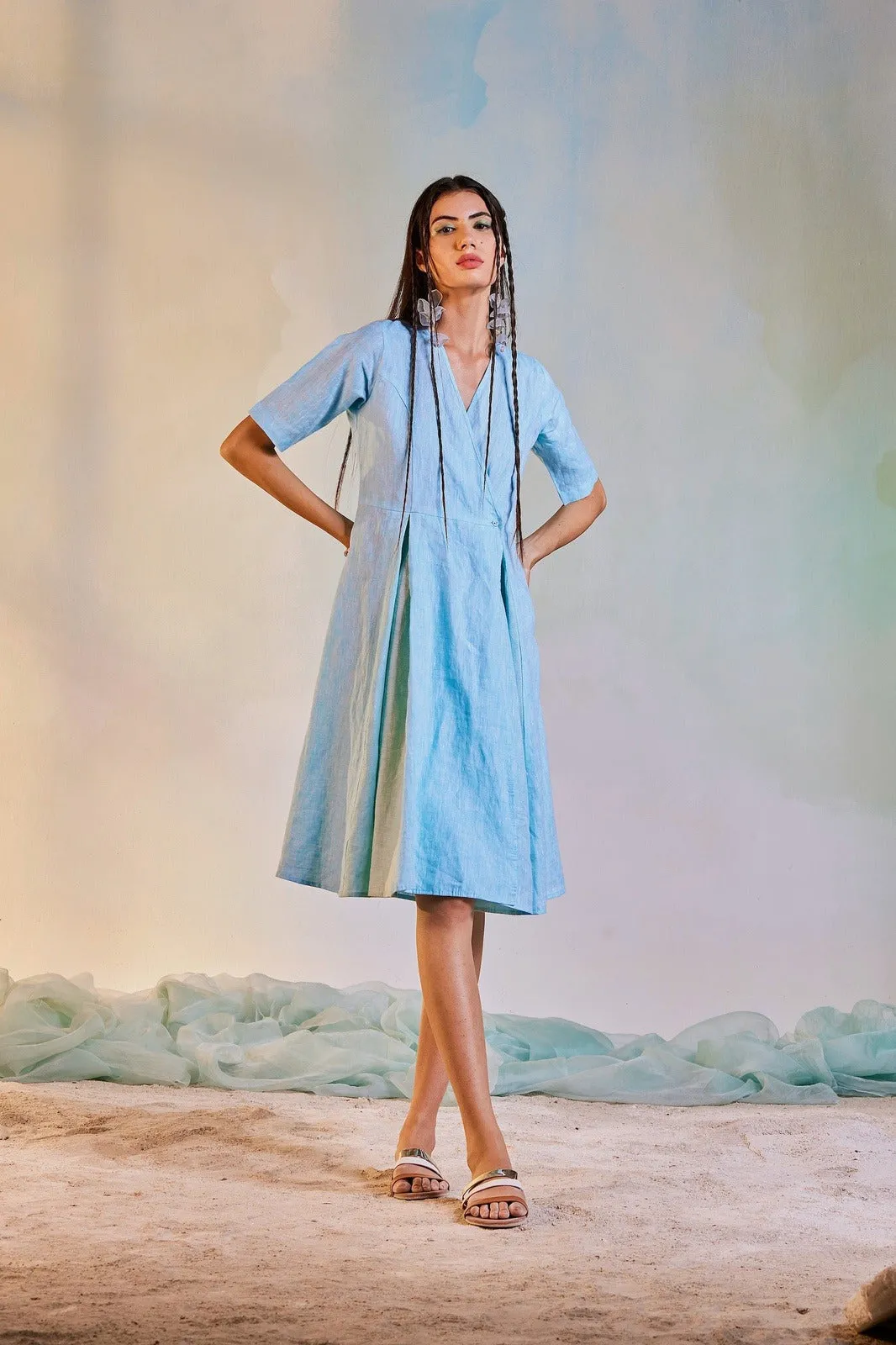 Linen Short Wrap Dress