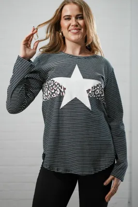 Long sleeve striped star top | PATTERN TOP