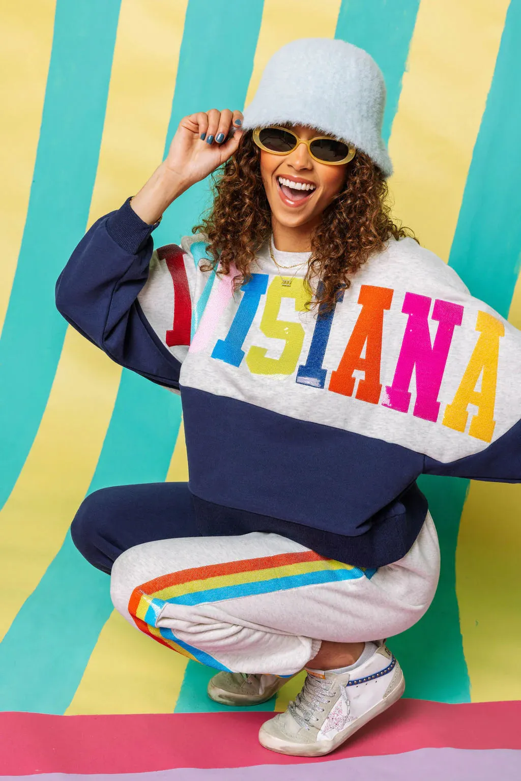 Louisiana Multi Color QOS Colorblock Sweatshirt