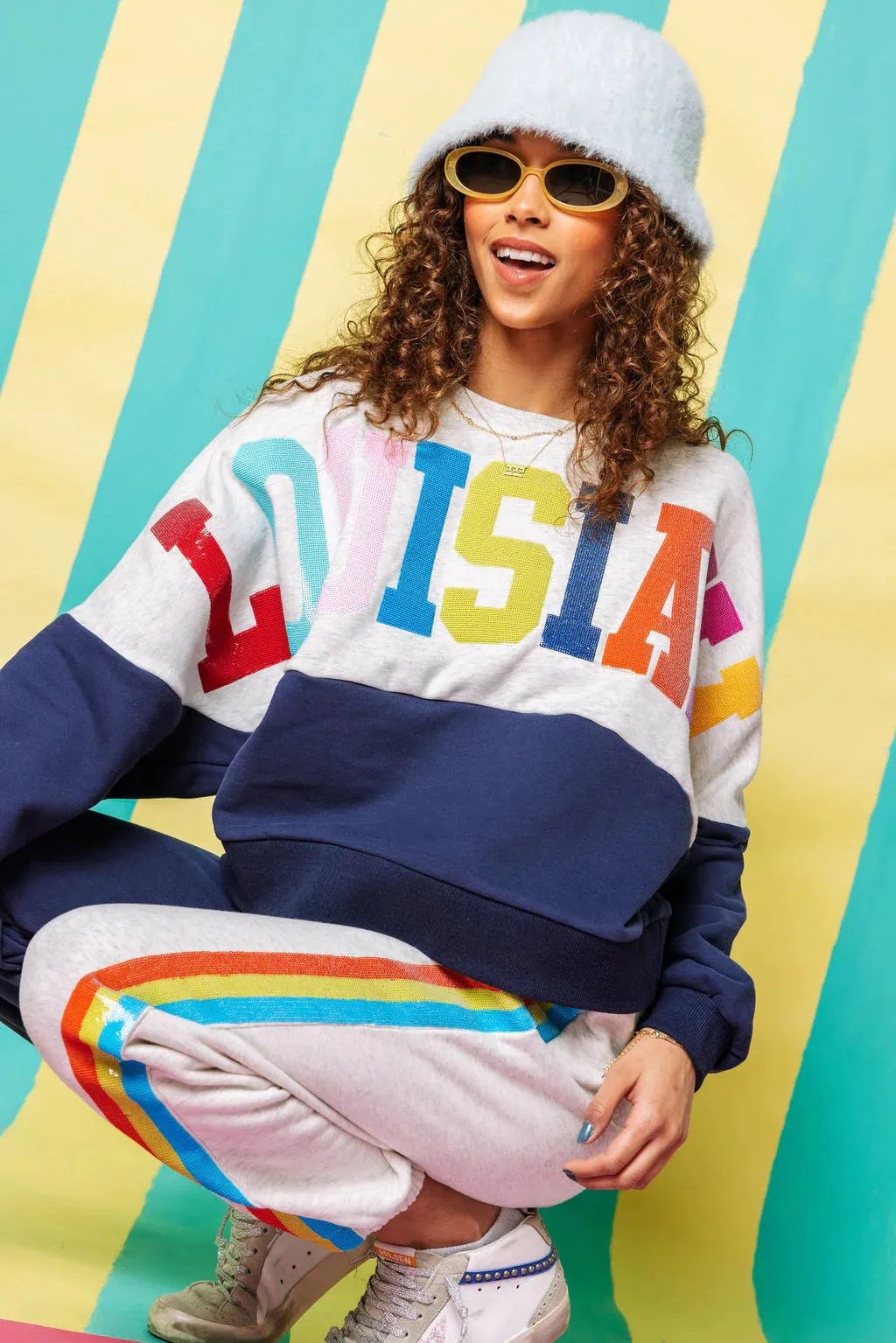 Louisiana Multi Color QOS Colorblock Sweatshirt