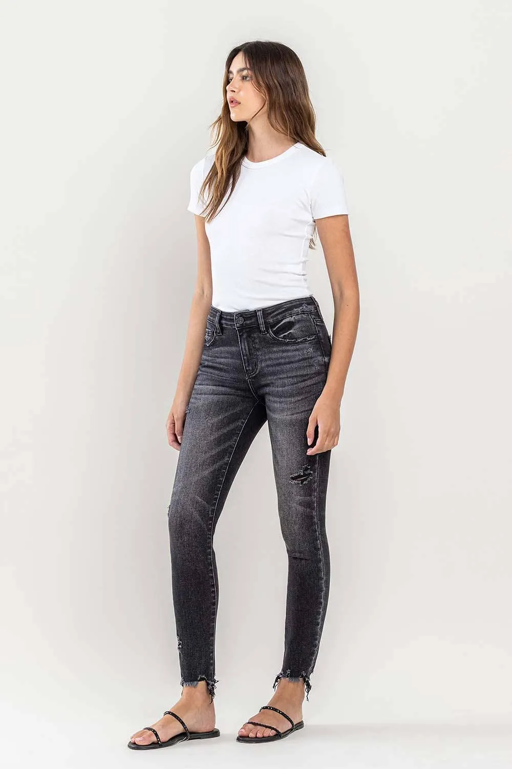 Lovervet by Vervet | Mid-rise Raw Hem Skinny Jeans