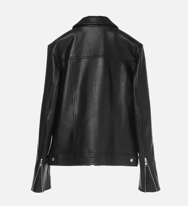 Men's Black Zip-Up Leather Jacket