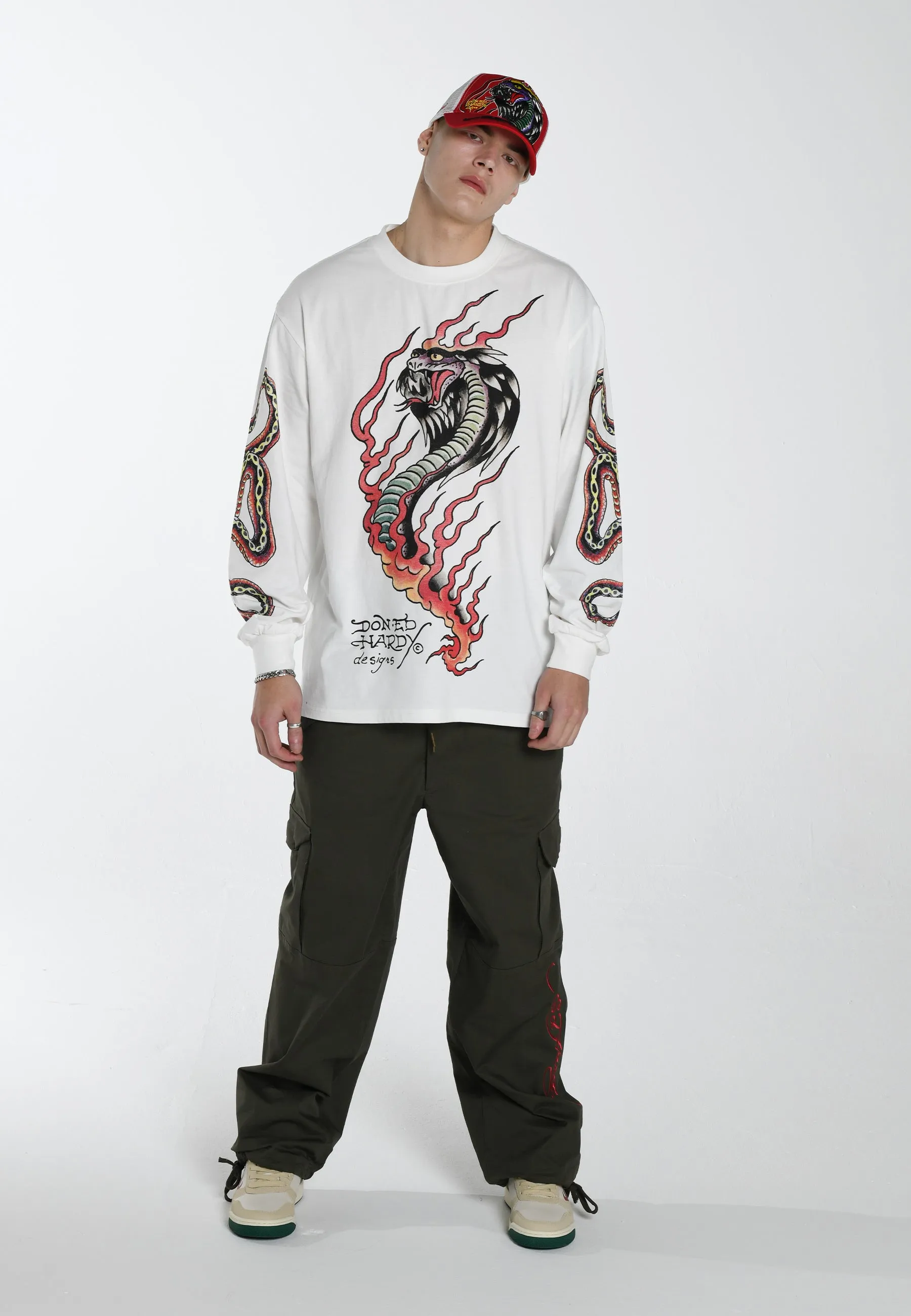 Mens Venom-Slither Long T-Shirt - White