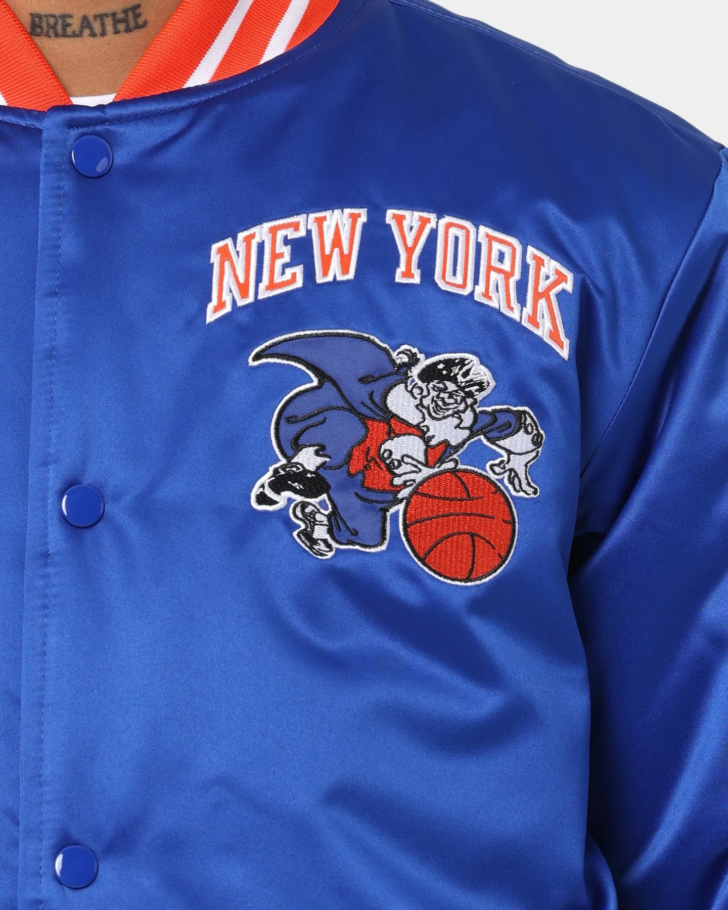 Mitchell & Ness New York Knicks Heavyweight Satin Jacket Royal