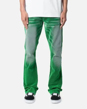 MNML B658 Gecko Suede Flare Denim Jeans Green