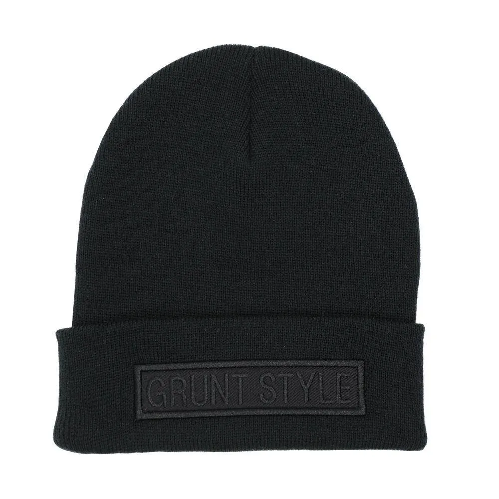 Name Tape Black Cuffed Beanie