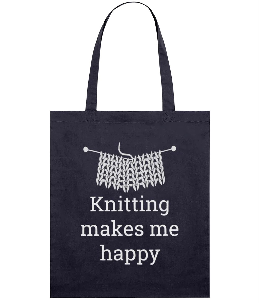 Navy Light Tote Bag - Knitting makes me happy