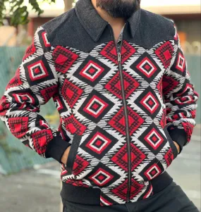 Panhandle Men's Red Aztec Wool Coat