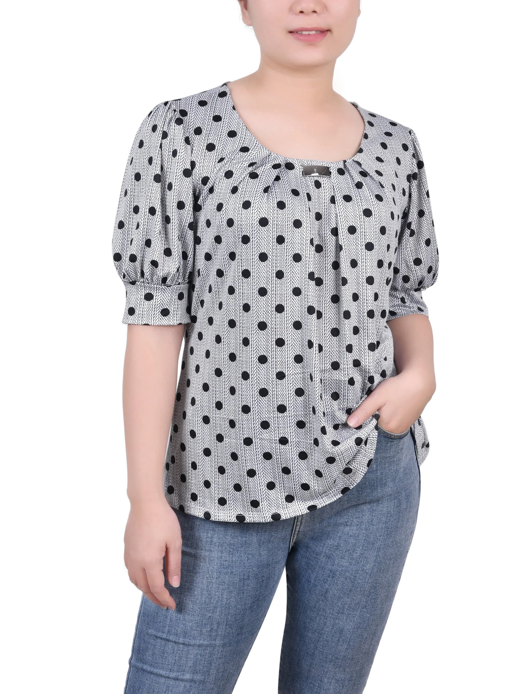 Petite Short Sleeve Balloon Sleeve Top