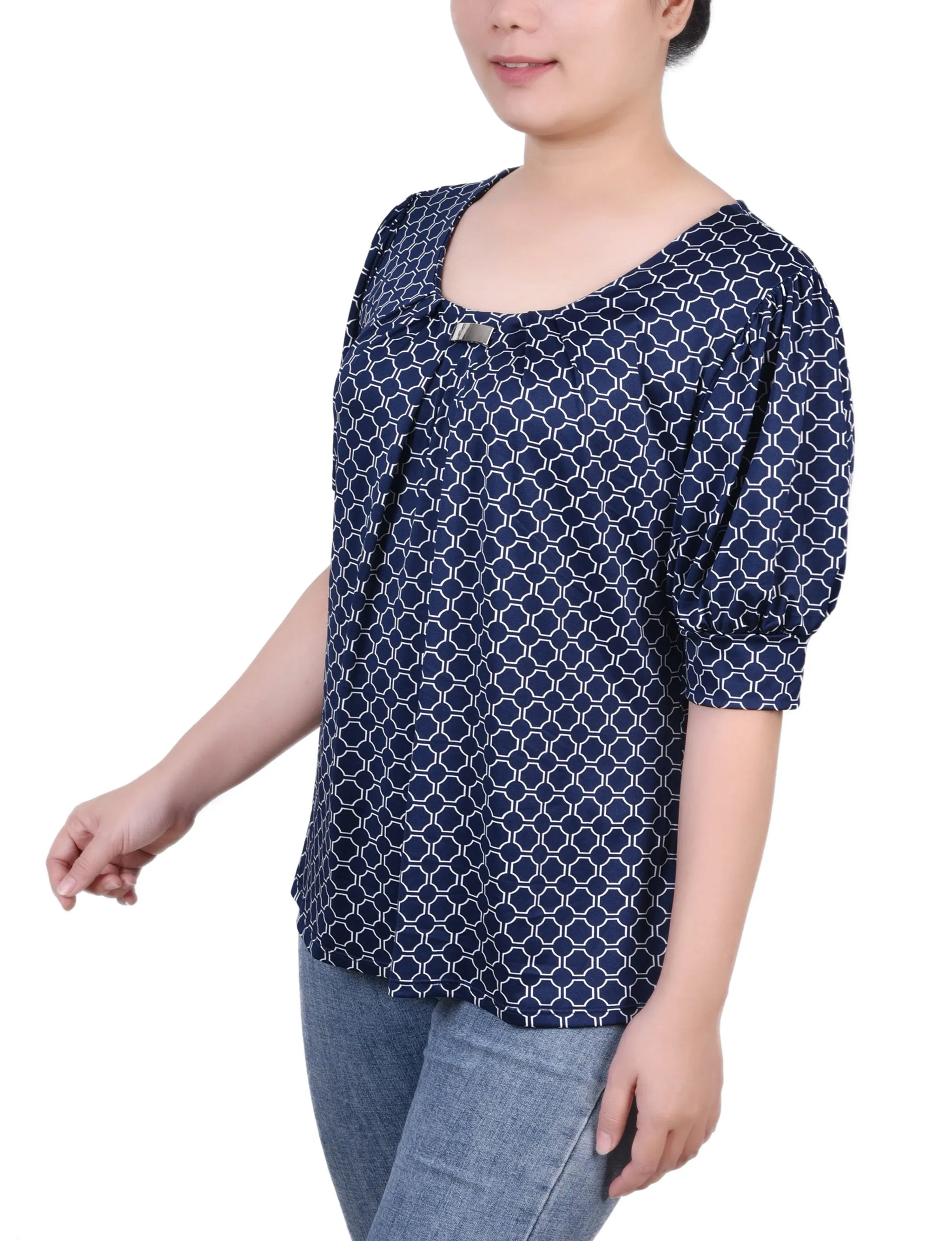 Petite Short Sleeve Balloon Sleeve Top