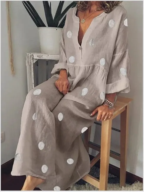 Polka Dot Kaftan Dress