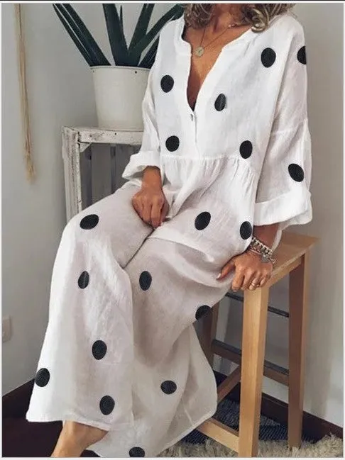 Polka Dot Kaftan Dress