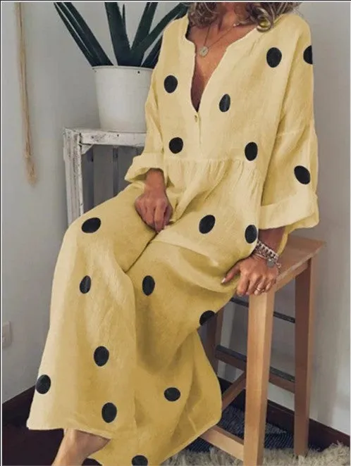 Polka Dot Kaftan Dress