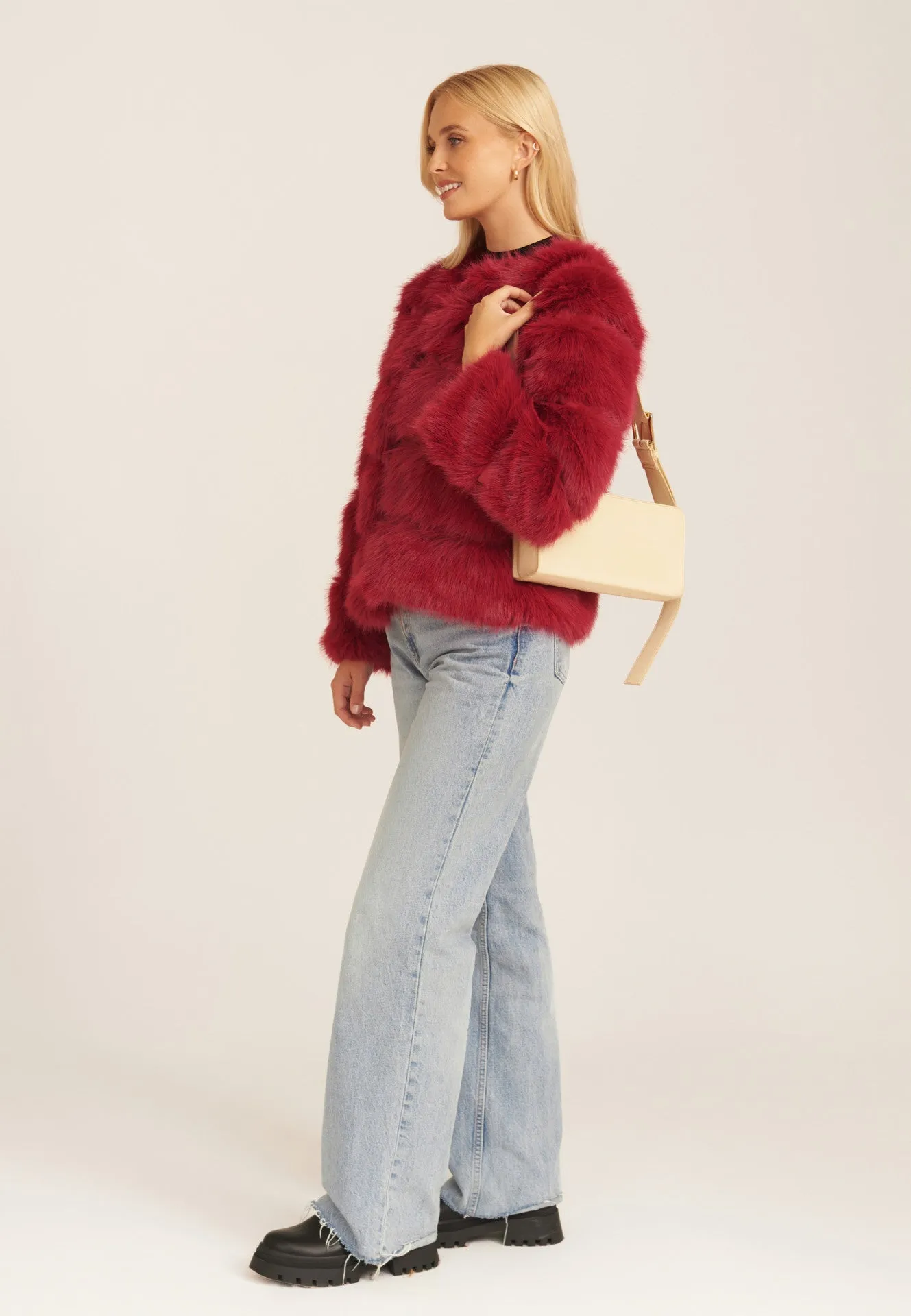 Red Soft Touch Faux Fur Jacket