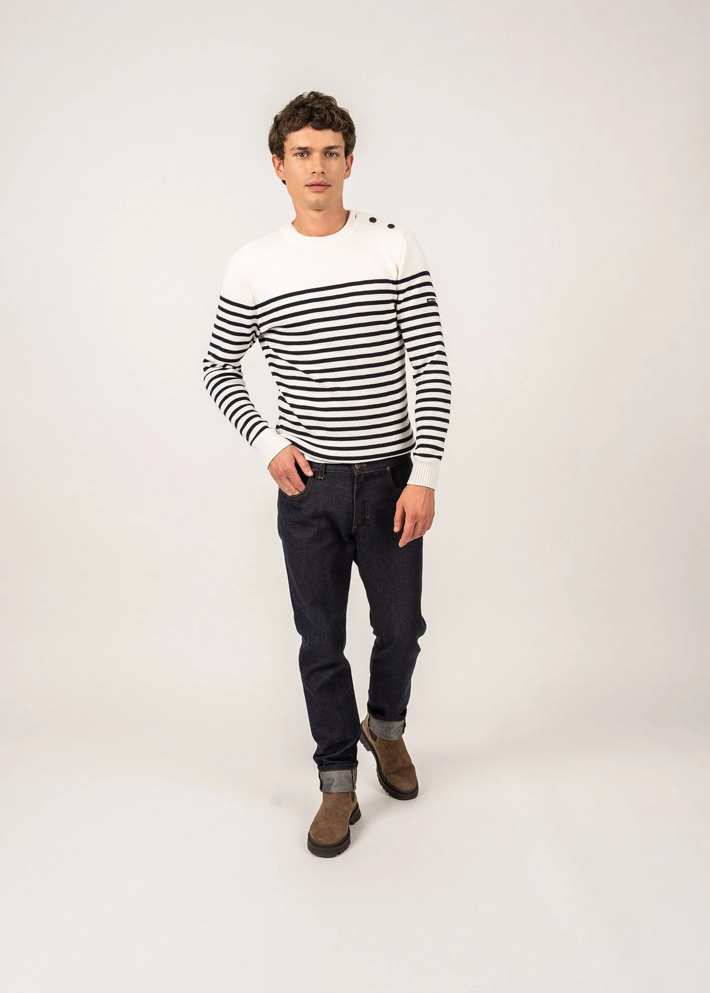 Rochefort striped sailor jumper - slim fit, in merino wool (ECUME/NAVY)