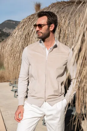 Sand alcantara bomber jacket – Made in Italy