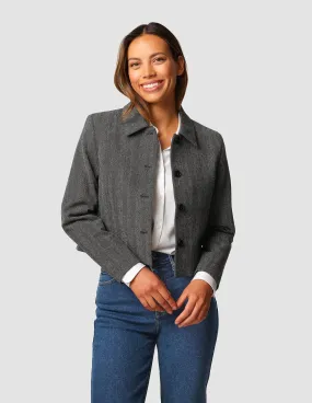 Serene Short Jacket Grey Herringbone