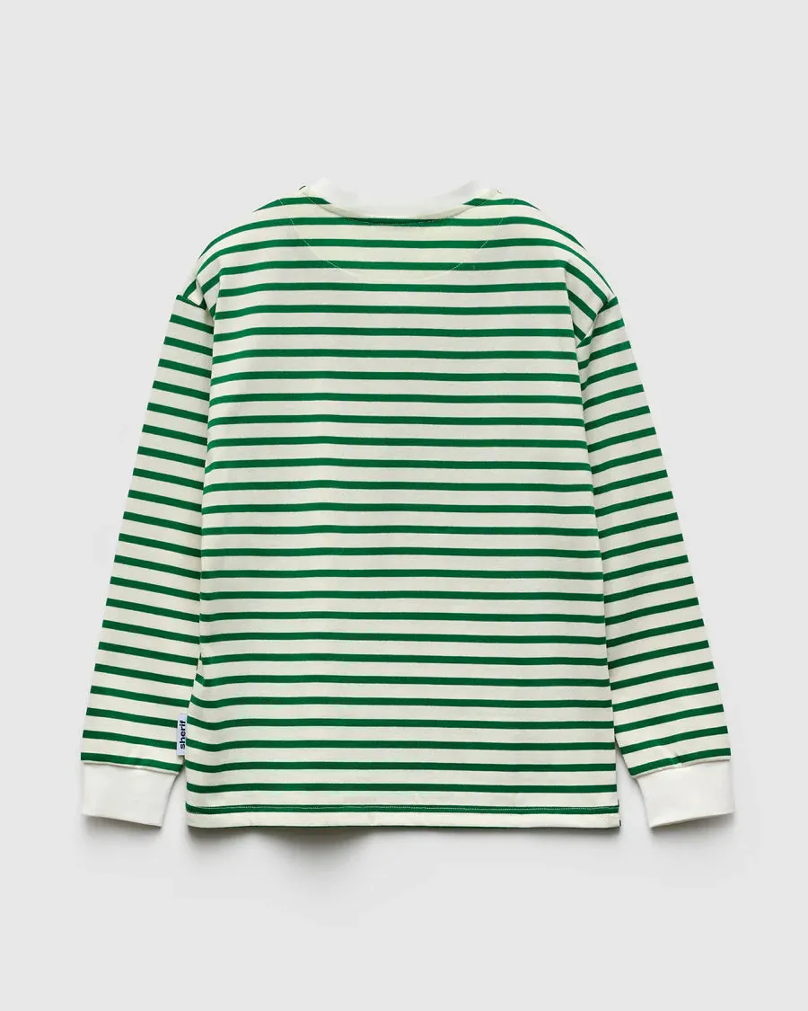 Sherif Pepe Long Sleeve Stripe Tee Green/White