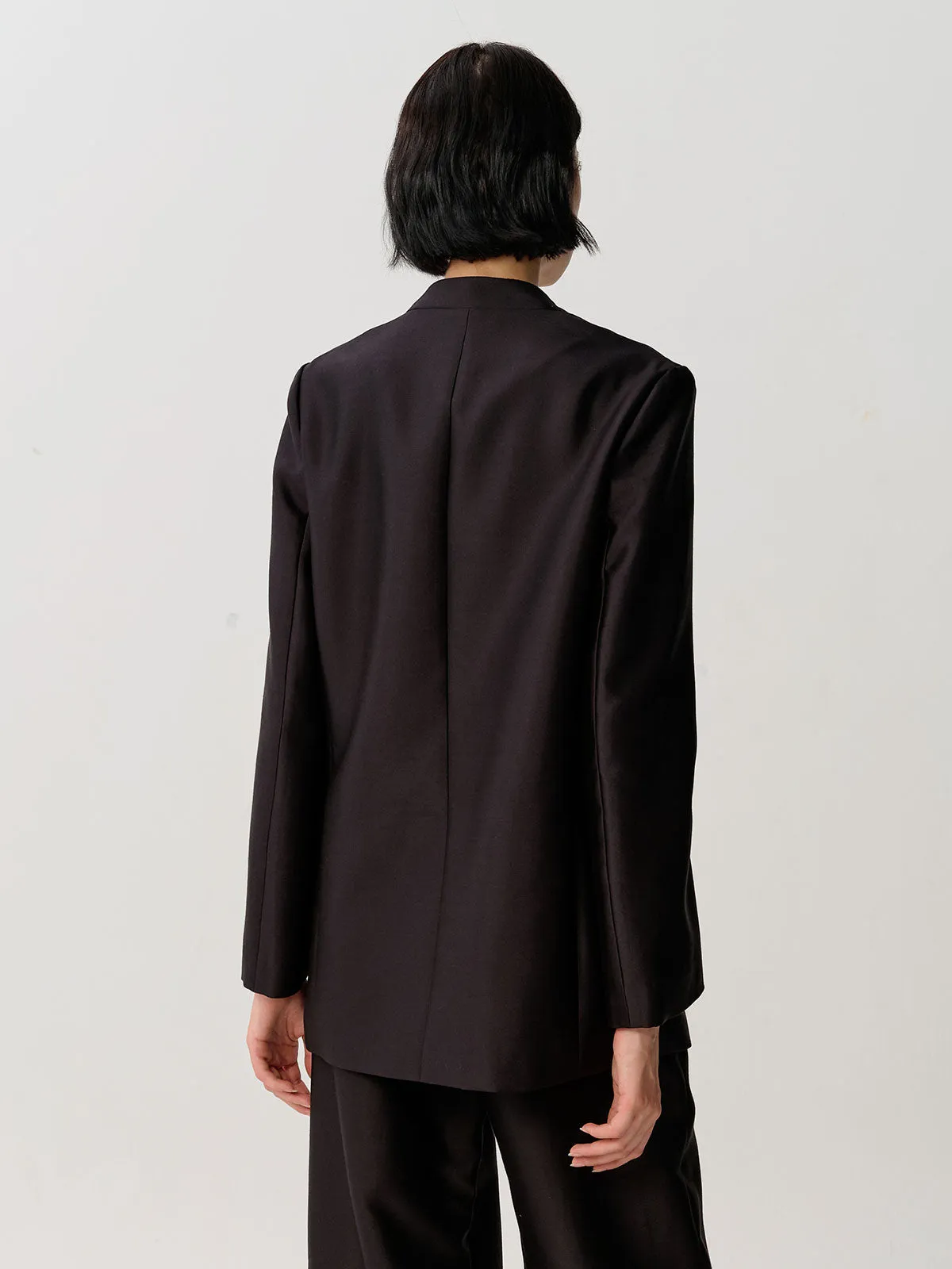 SILKINC Gentle Collarless Silk Suit Jacket