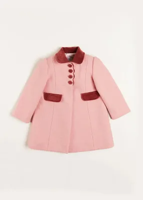 Single Breasted Scallop Detail Coat in Pink (2-10yrs)