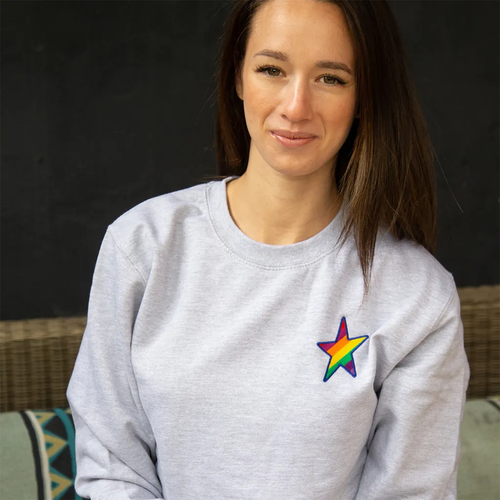 Small Star Embroidered Grey Sweatshirt