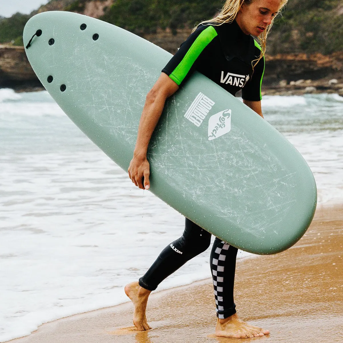 Softech Bomber 6'4 x 21 x 3 Soft Surfboard - Smoke Green/White