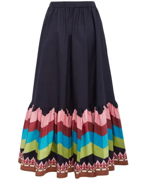 Sunset Navy Placée Skirt