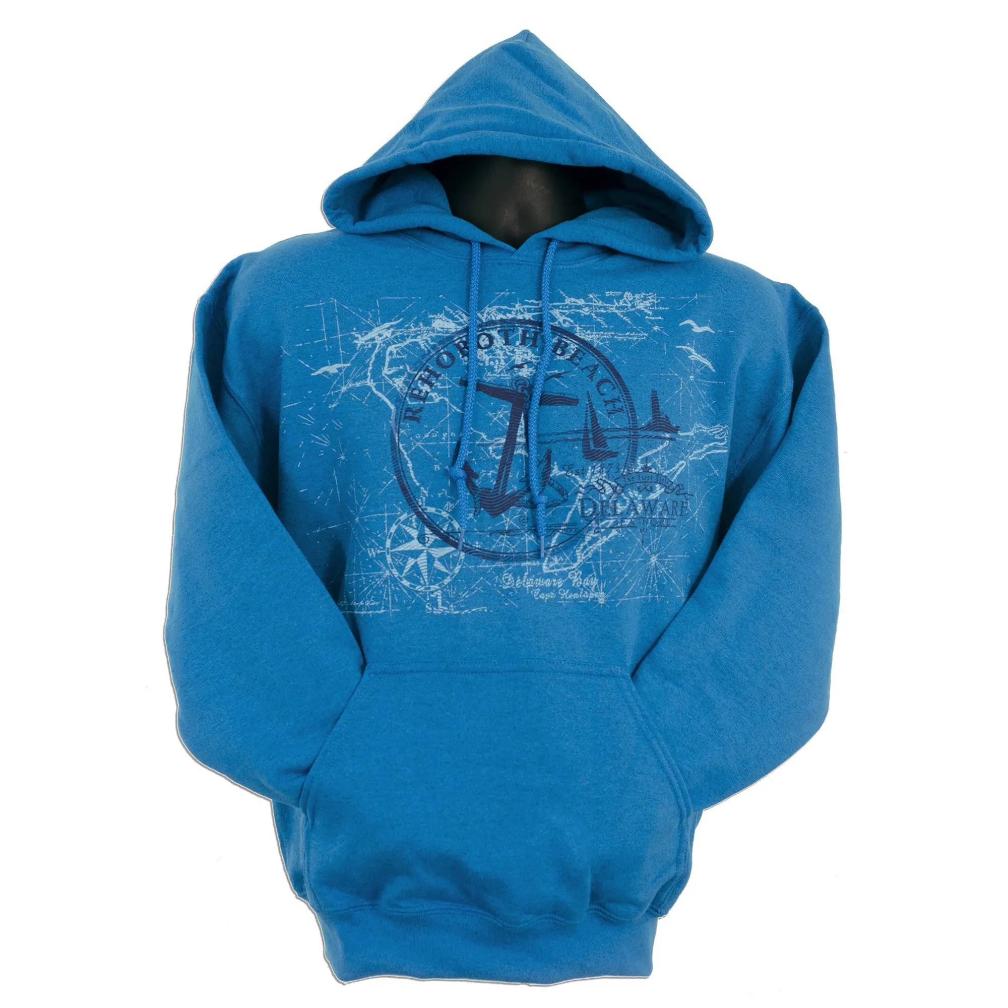 SWRB02S HOODED SWEATSHIRT Rehoboth Beach Anchor Antique Sapphire