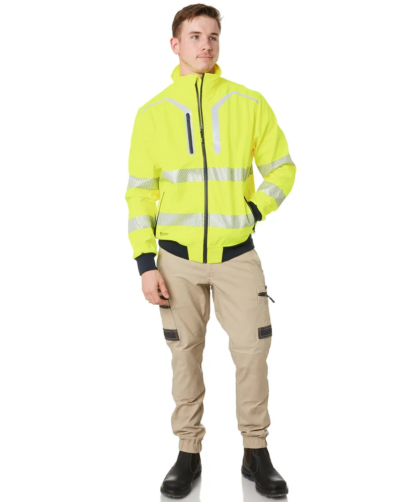 Taped Hi Vis Soft Shell Bomber Jacket - Yellow