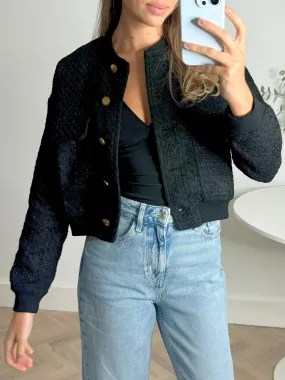 Textured Bomber Jacket in Black