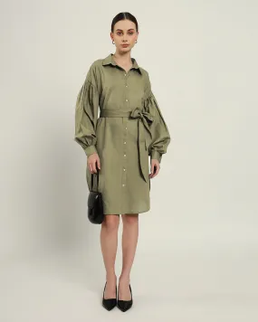 The Derby Daisy Olive Linen Dress