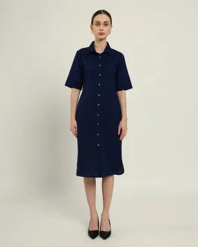 The Tampa Daisy Midnight Blue Linen Dress