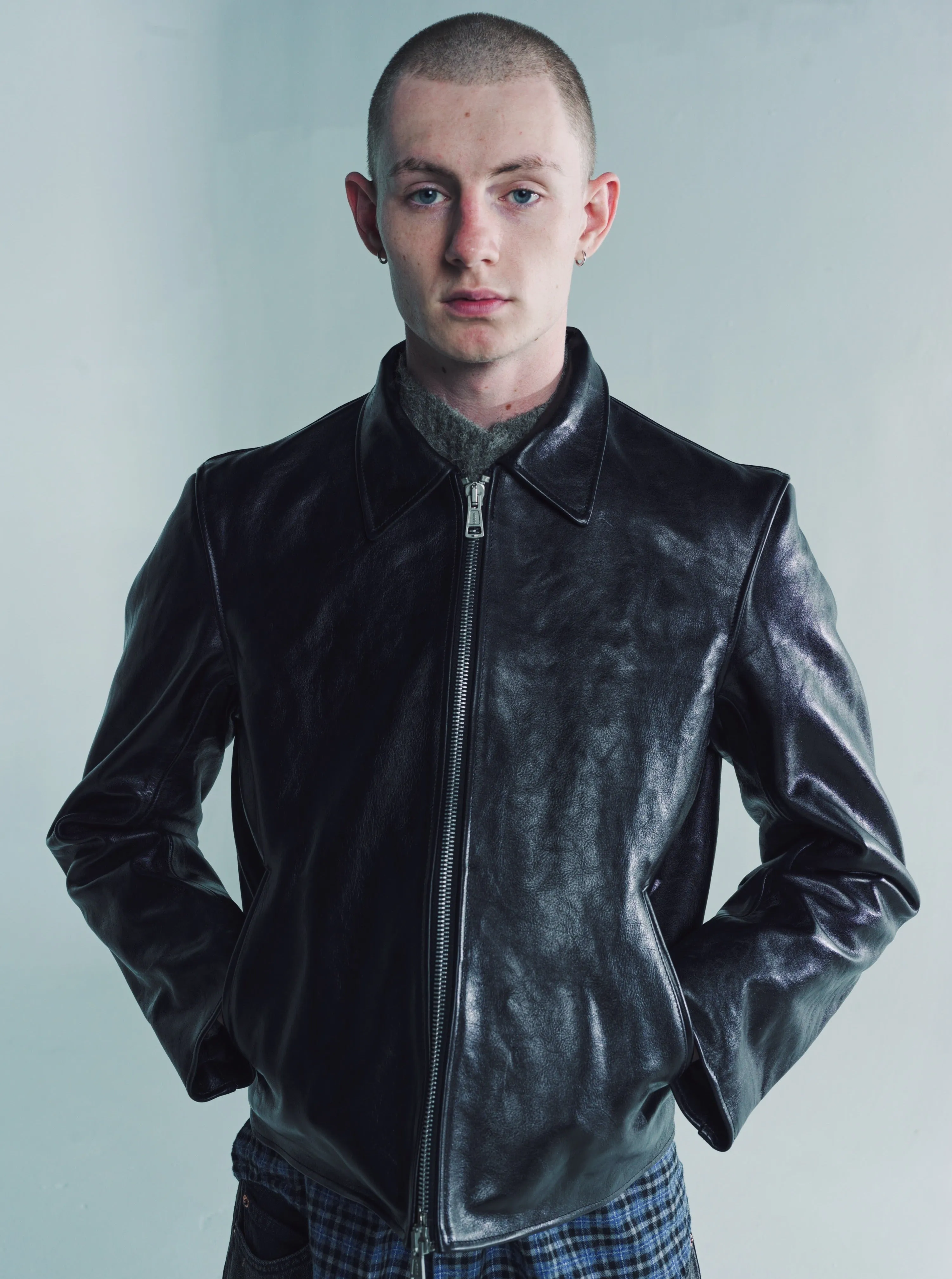 Top Dyed Black Leather Mini Jacket