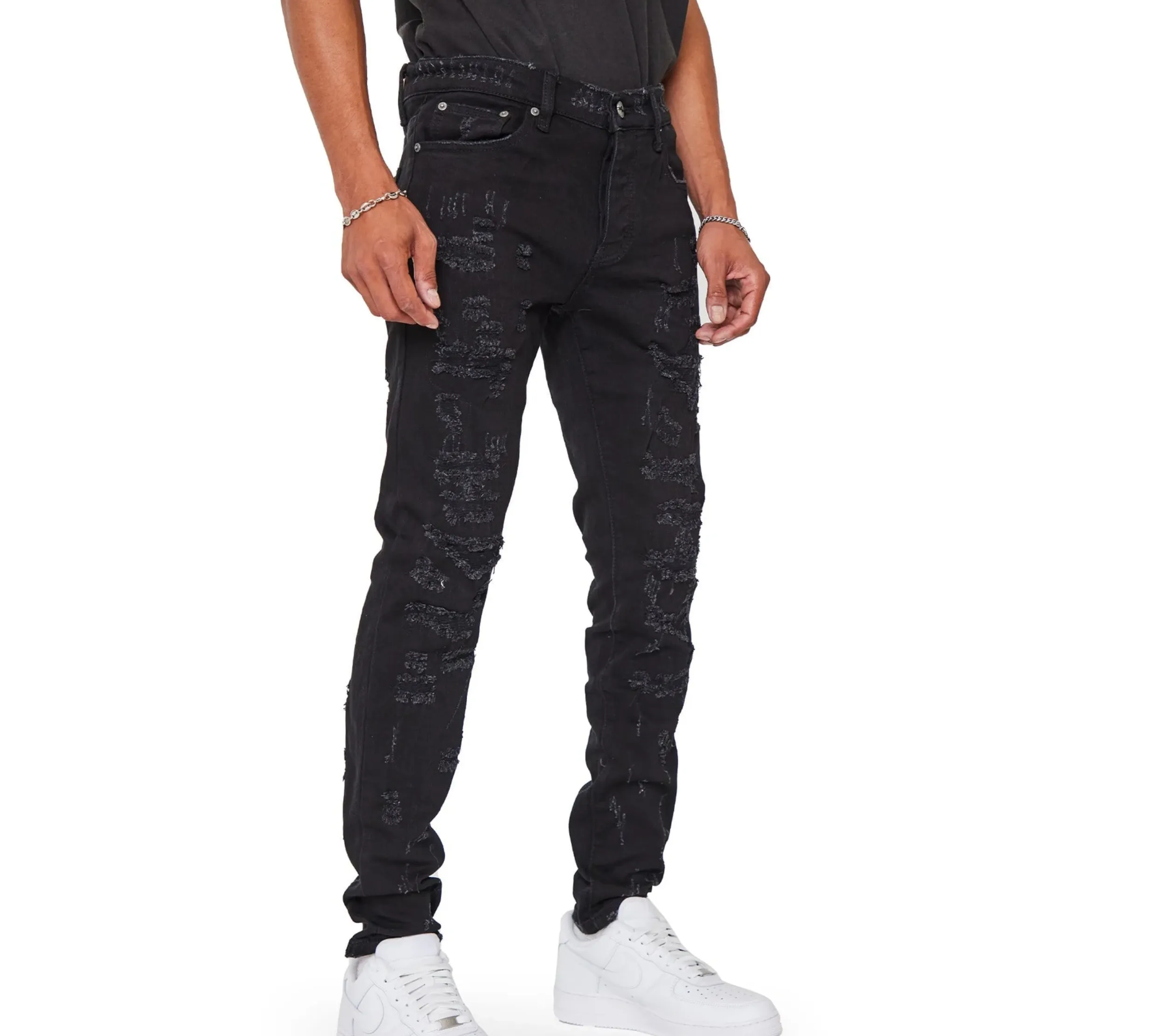 Valabasas Shredded "Skinny" Jeans (Black)