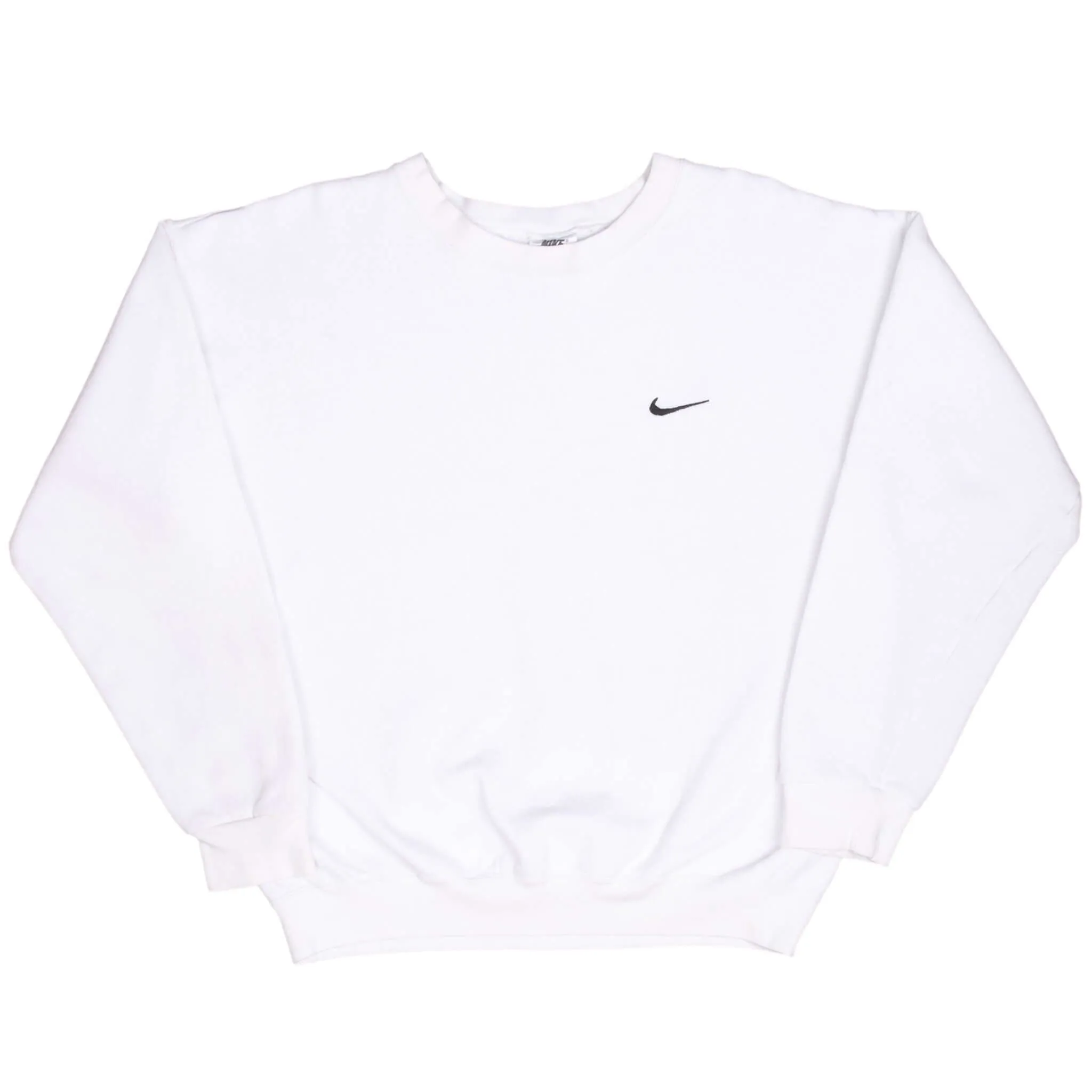 VINTAGE NIKE CLASSIC SWOOSH WHITE SWEATSHIRT 1990S LARGE MADE IN USA