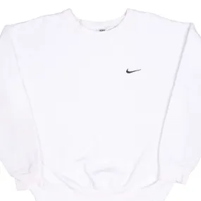 VINTAGE NIKE CLASSIC SWOOSH WHITE SWEATSHIRT 1990S LARGE MADE IN USA