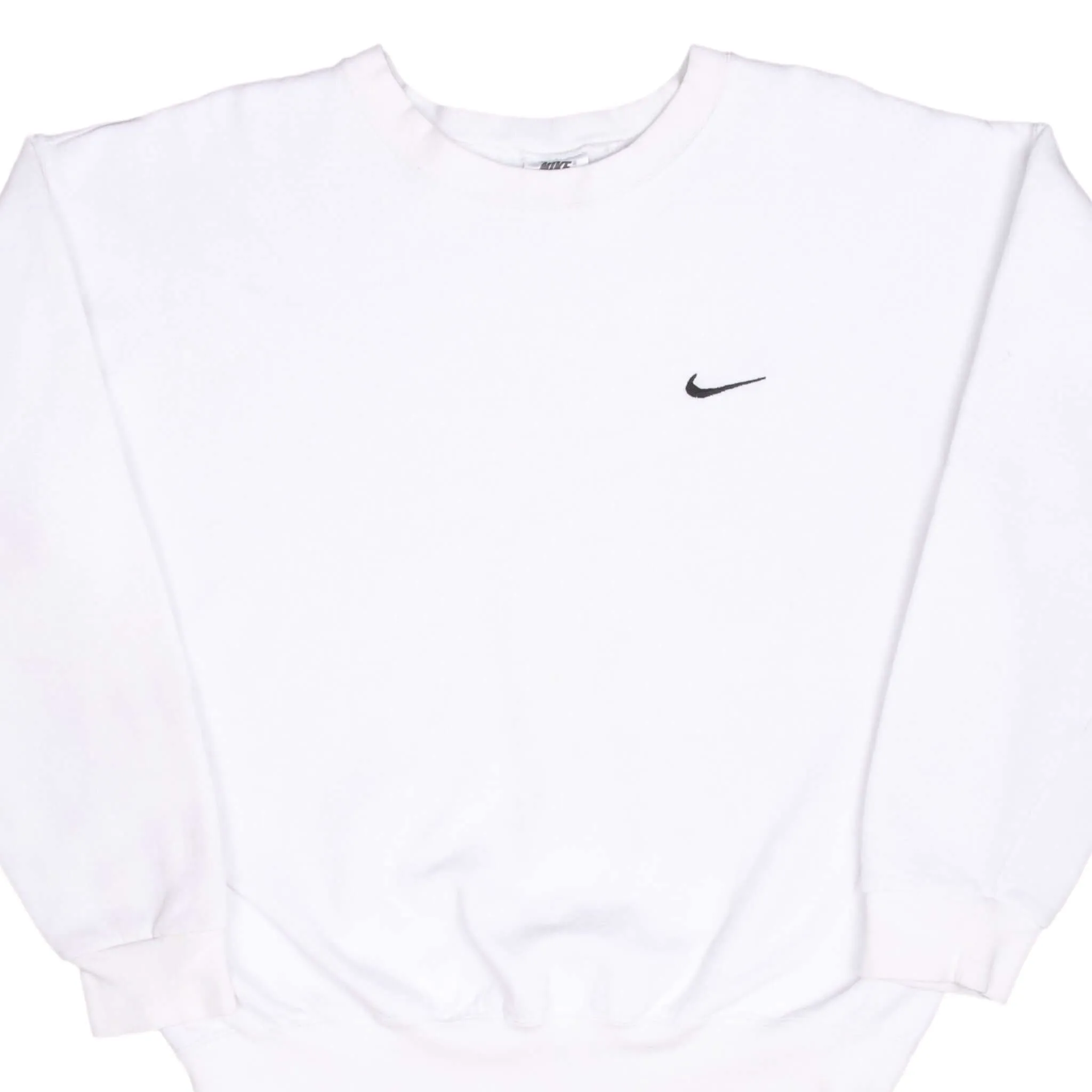 VINTAGE NIKE CLASSIC SWOOSH WHITE SWEATSHIRT 1990S LARGE MADE IN USA